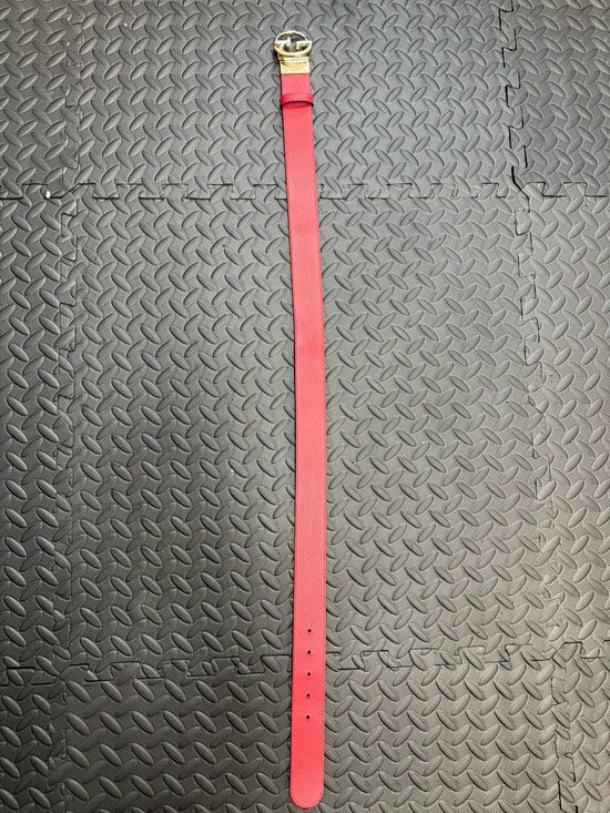 EUC Gucci Interlocking GG Reversible Leather Belt Black Red Gold Buckle 1.5\